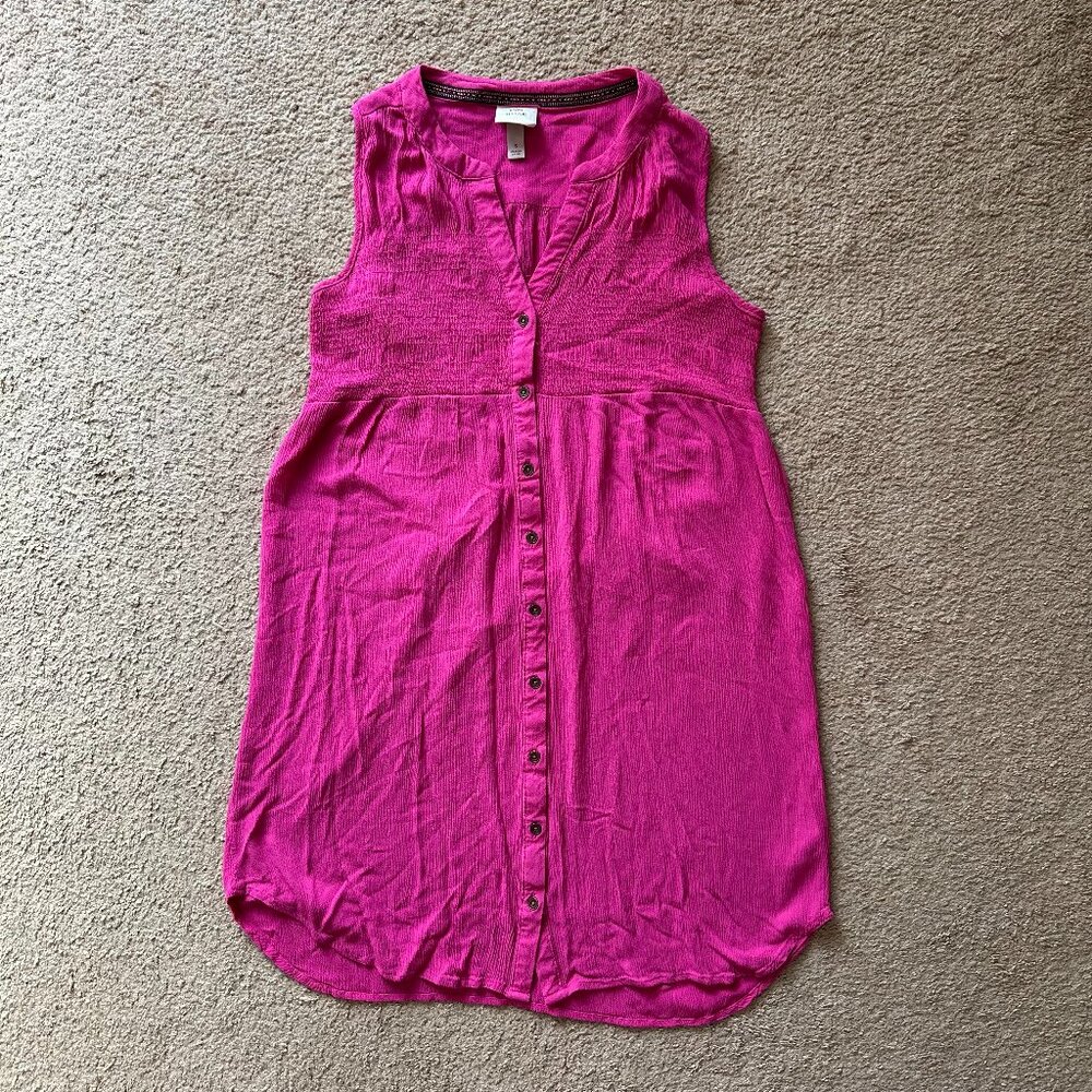 Knox Rose Top Womens Small Pink Button Up Sleeveless Lightweight Rayon Pleasant
